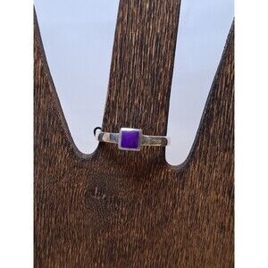 Peyote Bird Opaque Purple Square Gemstone 925 Sterling Silver Ring Size 6.25 NWT